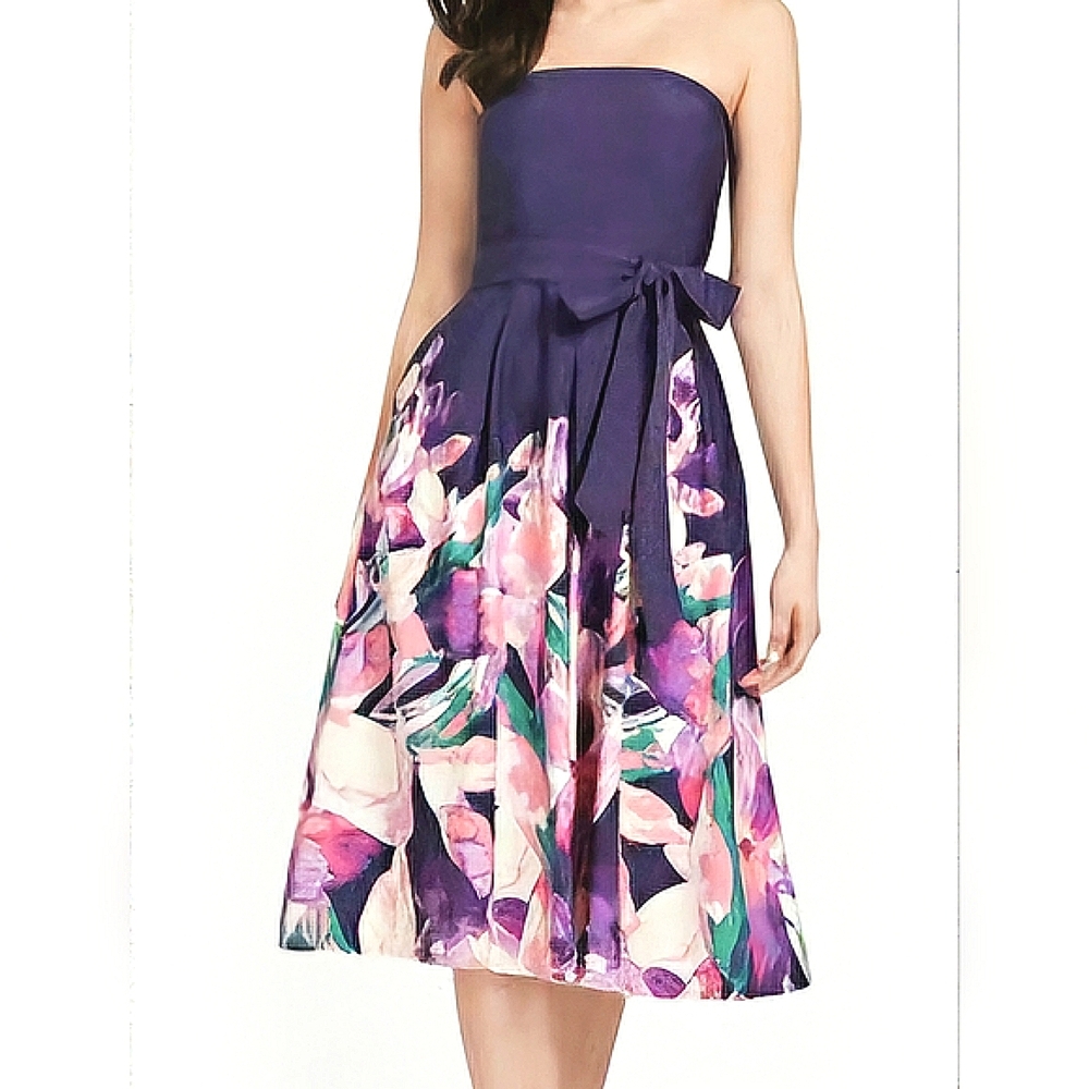 NWT NY&Company Floral Flare Convertible Midi Dress Size Large